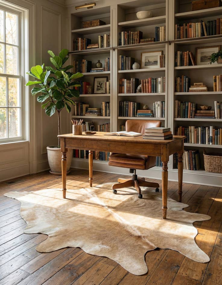 Detail image of 5' 5 x 6' 3 Cowhide Leather Rug