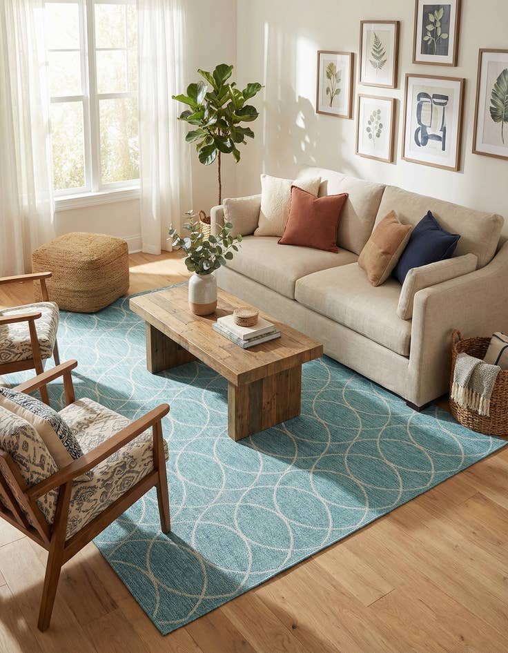 Detail image of 7' 10 x 11'  Washable Trellis Indoor / Outdoor Rug