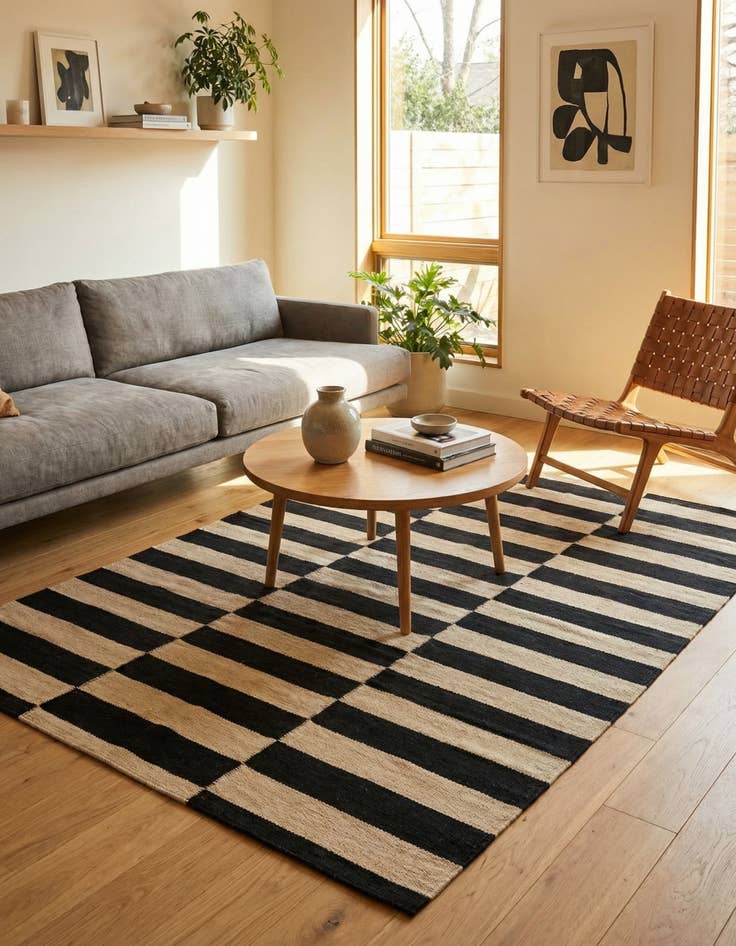 Detail image of 3' 2 x 4' 9  Hand Woven Kilim Modern Wool Rug