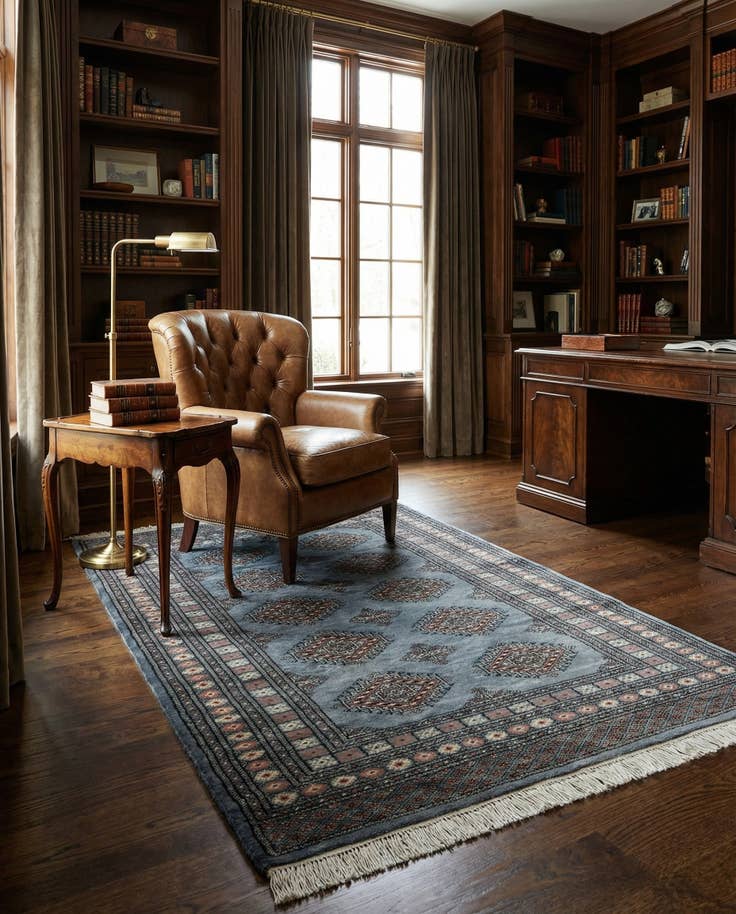 Detail image of 4' 3 x 6' 8 Hand Knotted Torkaman Persian Wool Rug