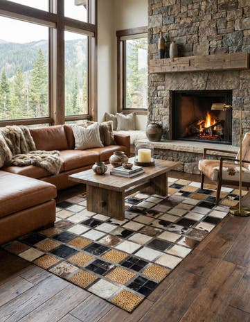 5' 1 x 7' 10 Cowhide Leather Rug
