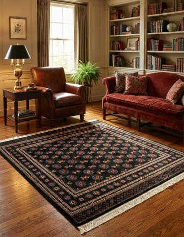 Dark Green Bokhara Square Rug