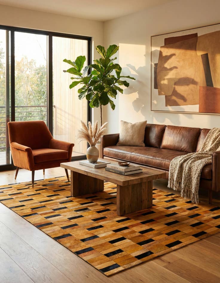 Detail image of  5' x 8' 1 Cowhide - Patchwork Rug