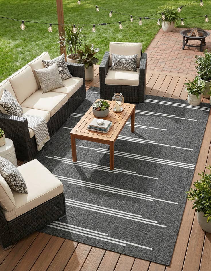 Detail image of 9' x 12'  Washable Modern Indoor / Outdoor Rug