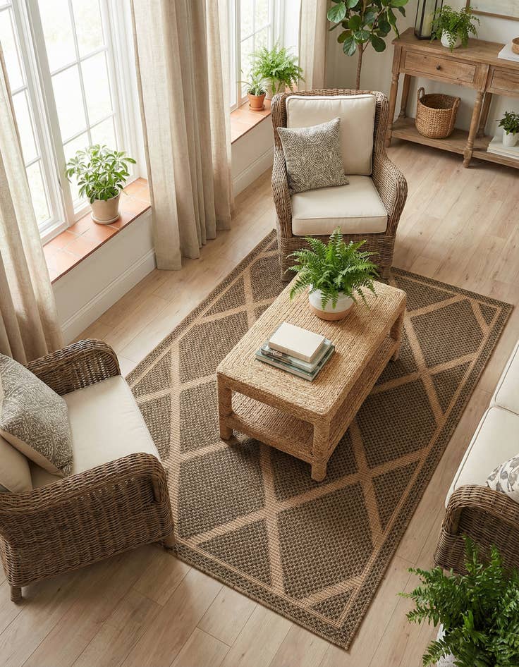 Detail image of 4' x 6'  Washable Trellis Indoor / Outdoor Rug