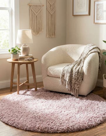 Lavender Infinity Shag Round Rug