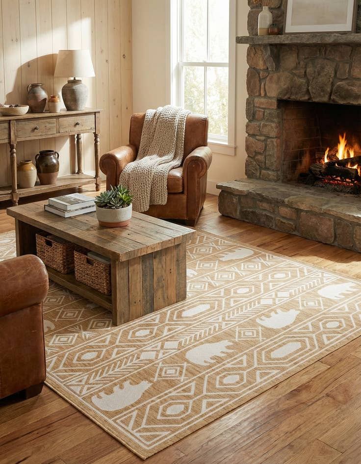 Detail image of 6' x 9'  Washable Southwestern Indoor / Outdoor Rug