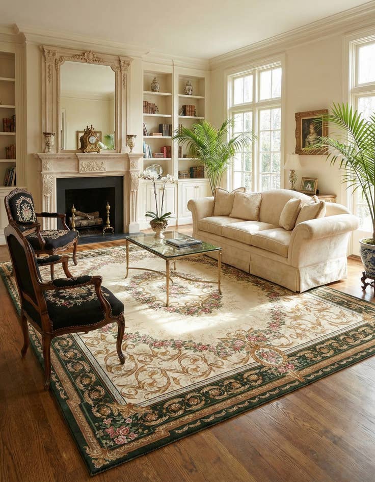 Detail image of 10' x 14'  Washable Traditional Indoor / Outdoor Rug