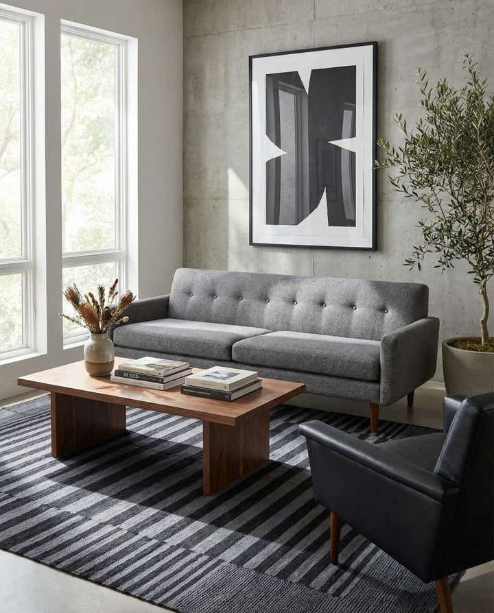 4' 4 x 5' 9 Hand Woven Kilim Modern Wool Rug