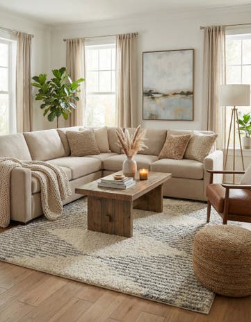 Pearl and Gray Infinity Shag Square Rug