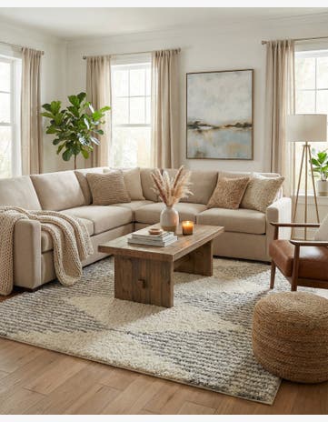 Pearl and Gray Infinity Shag Square Rug