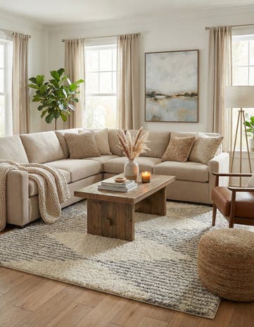 Pearl and Gray Infinity Shag Square Rug