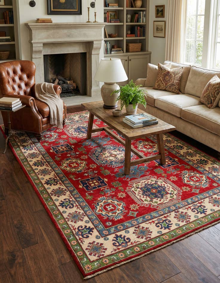 Detail image of 5' 5 x 8'  Hand Knotted Kazak Rug