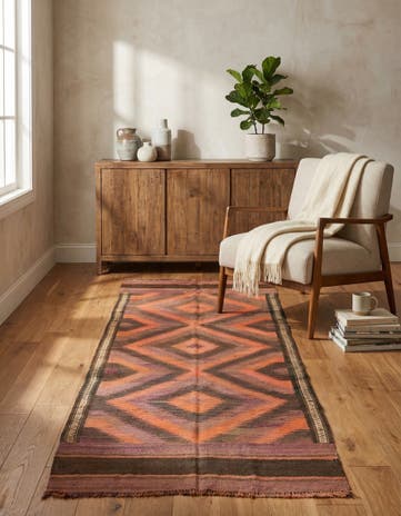 3' 6 x 9' 7 Hand Woven Kilim Modern Wool Runner Rug