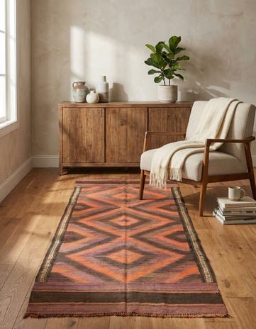 3' 6 x 9' 7 Hand Woven Kilim Modern Wool Runner Rug