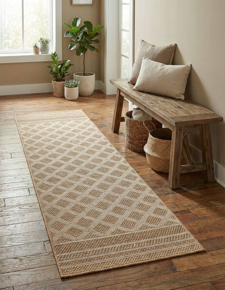 Detail image of  2' x 6' 1  Washable Lattice Indoor / Outdoor Runner Rug