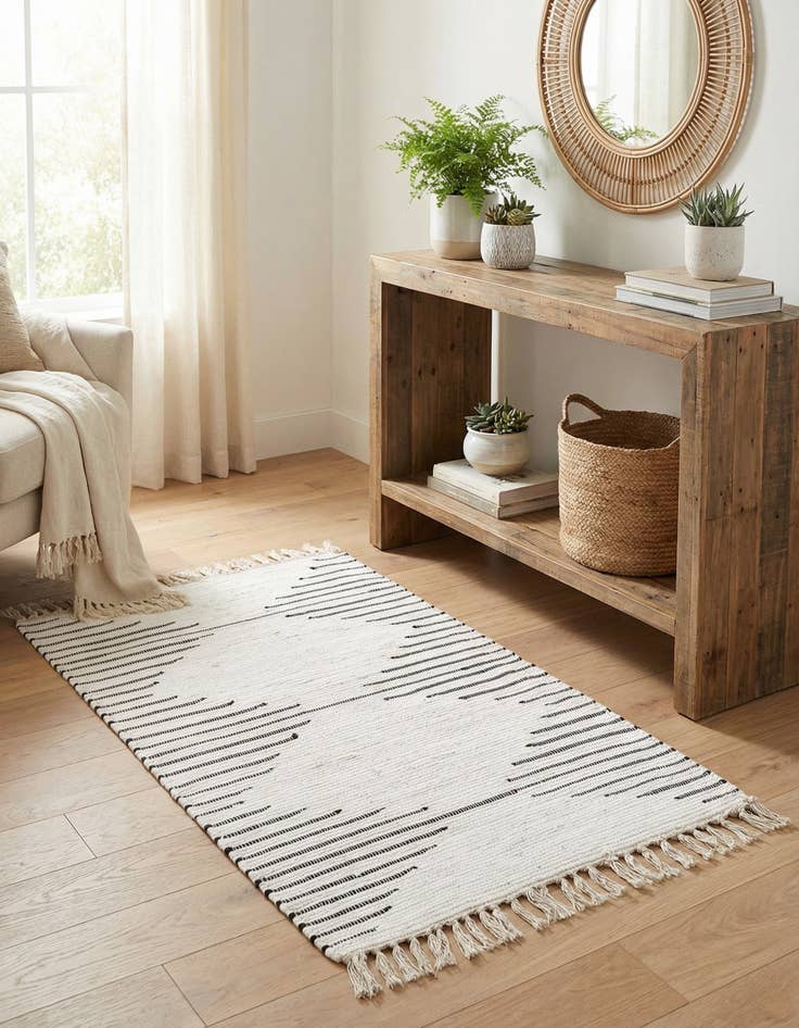 Detail image of  3' 3 x 5' 1  Hand Woven Chindi Cotton Rug