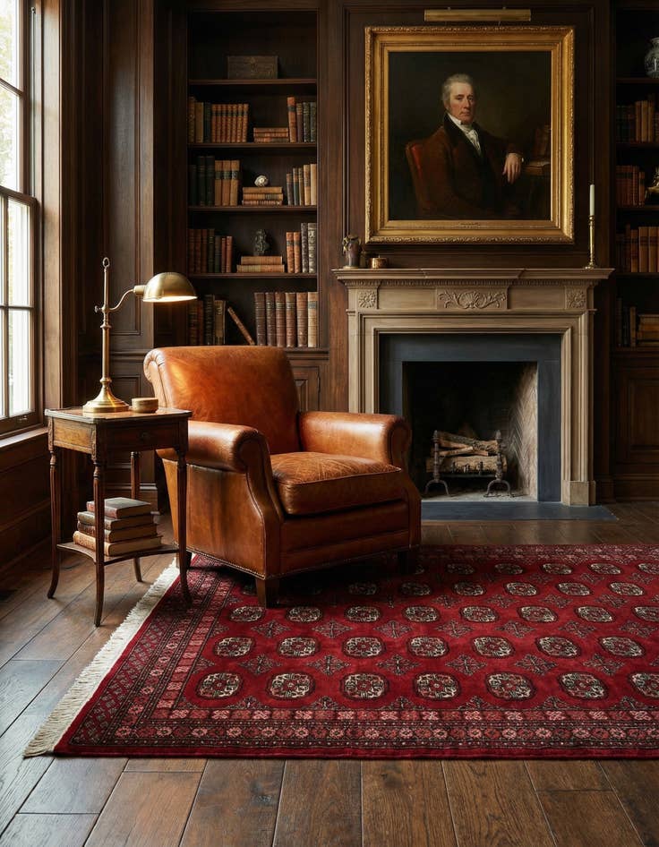 Detail image of  4' 3 x 6' 8  Hand Knotted Torkaman Persian Wool Rug