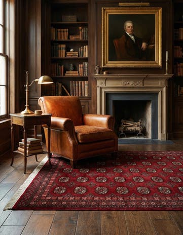 4' 3 x 6' 8 Hand Knotted Torkaman Persian Wool Rug