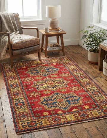 3' 5 x 4' 10 Hand Knotted Kazak Rug