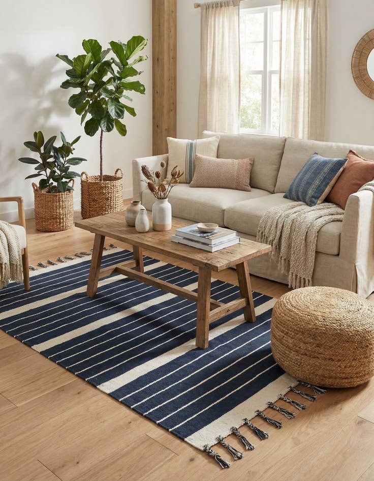 Detail image of  4' 1 x 6' 1  Hand Woven Chindi Cotton Rug