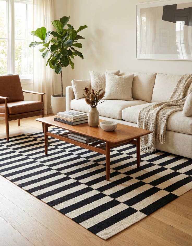 Detail image of 5' 2 x 6' 7  Hand Woven Kilim Modern Wool Rug