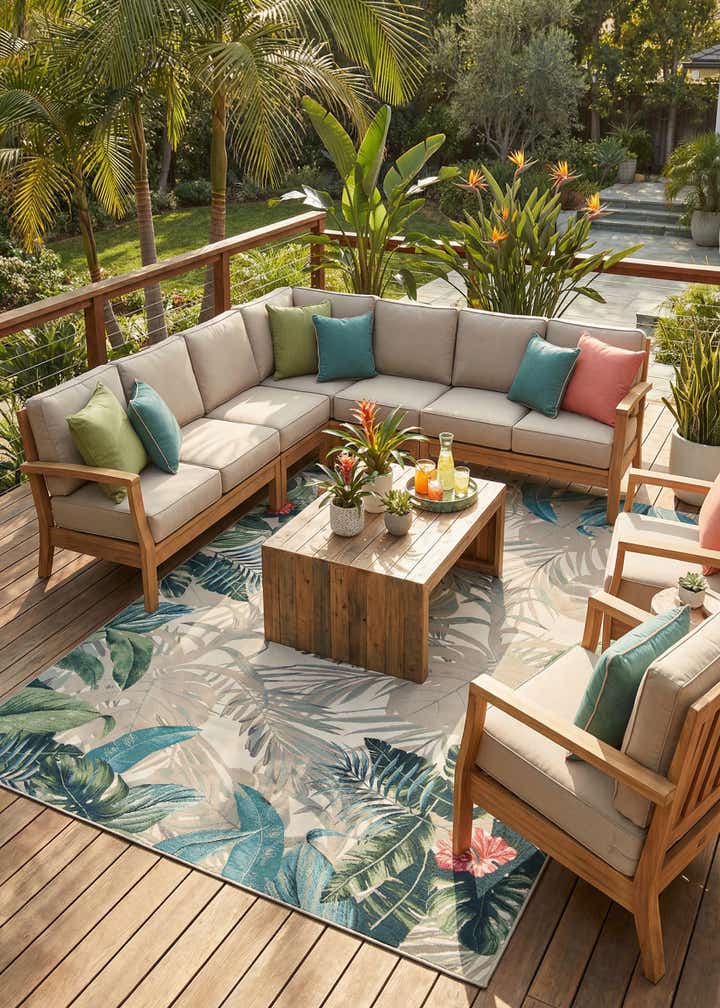 10' x 14' 2 Easy-Clean Botanical Indoor / Outdoor Rug