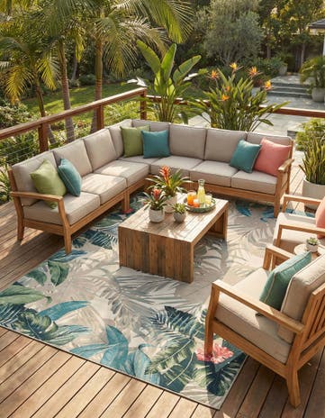 10' x 14' 2 Easy-Clean Botanical Indoor / Outdoor Rug