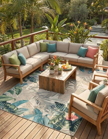 10' x 14' 2 Easy-Clean Botanical Indoor / Outdoor Rug