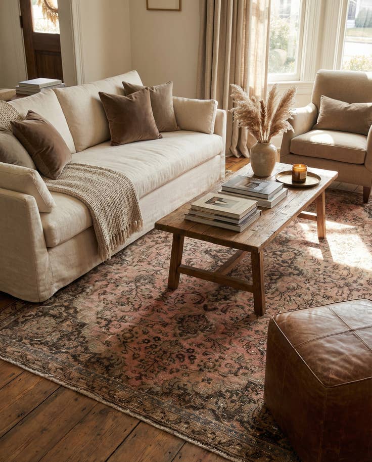 Detail image of 4' 10 x 7' 10 Hand Knotted Ultra Vintage Persian Wool Rug