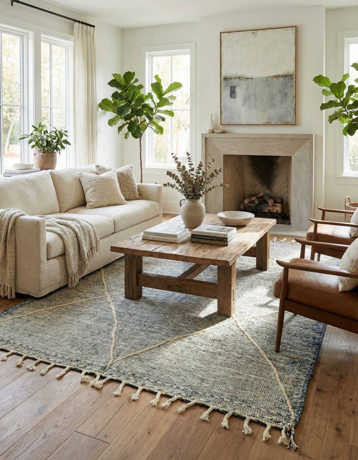 Detail image of  6' 2 x 9' 2  Hand Knotted Moroccan Wool Rug