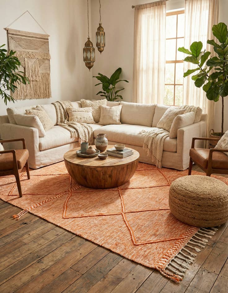 Detail image of 6' 5 x 10' 7  Hand Knotted Moroccan Wool Rug