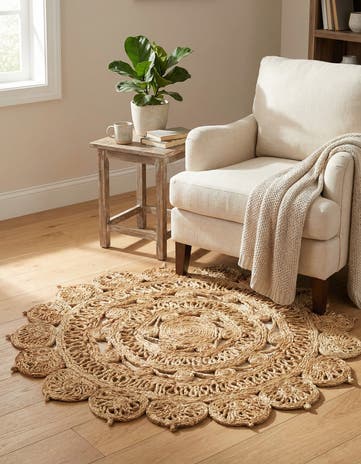 3' 1 x 3' 1 Handmade Braided Jute Round Rug