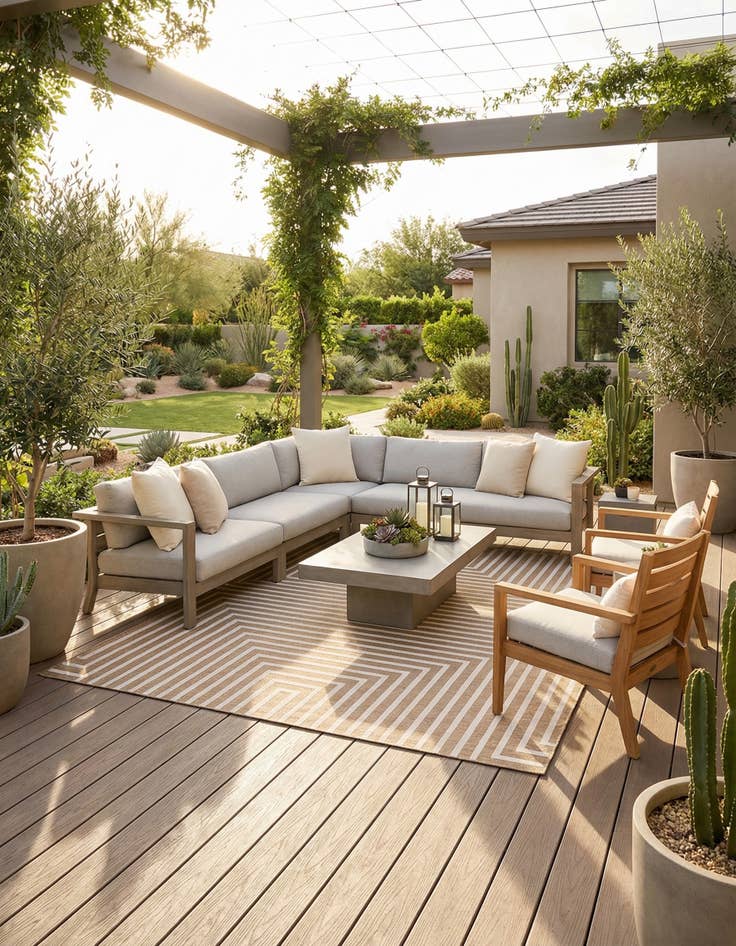 Detail image of 12' x 12'  Washable Modern Indoor / Outdoor Square Rug