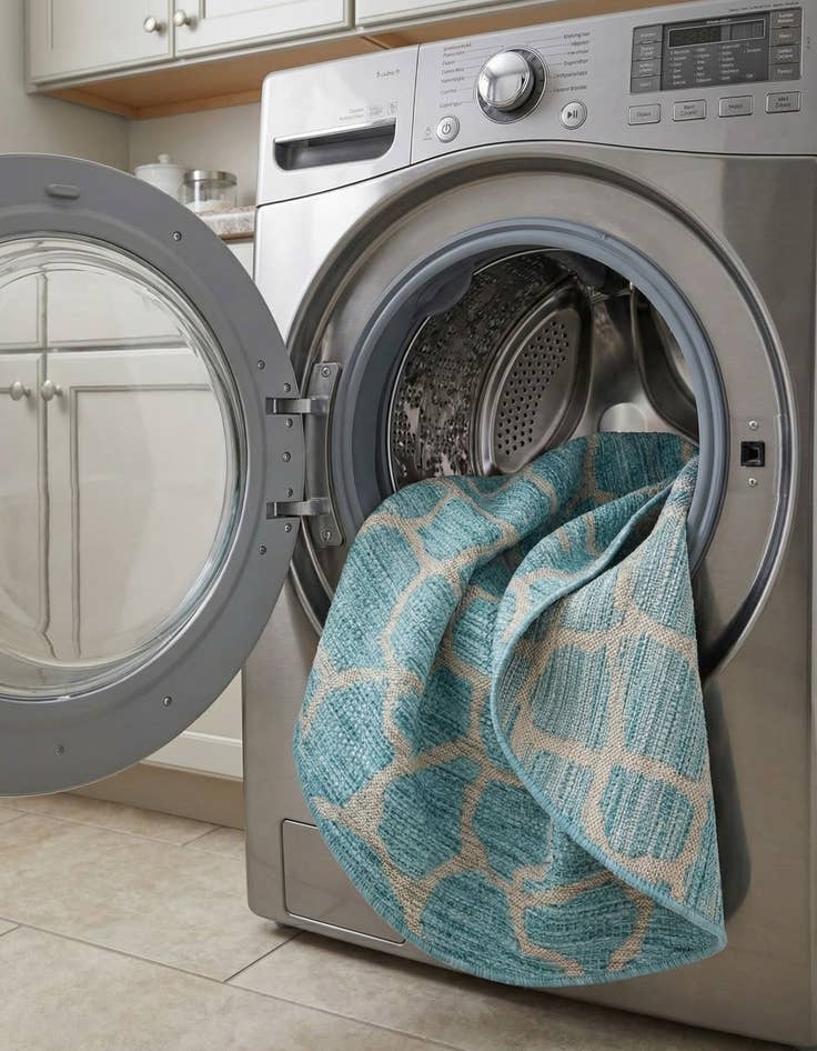 Detail image of 4' x 4'  Washable Safari Indoor / Outdoor Round Rug