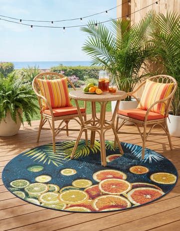 4' x 4' Easy-Clean Coastal Indoor / Outdoor Round Rug