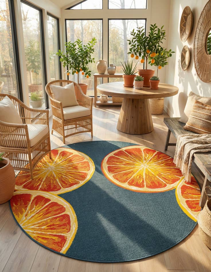 Detail image of 7' 10 x 7' 10  Washable Modern Indoor / Outdoor Round Rug