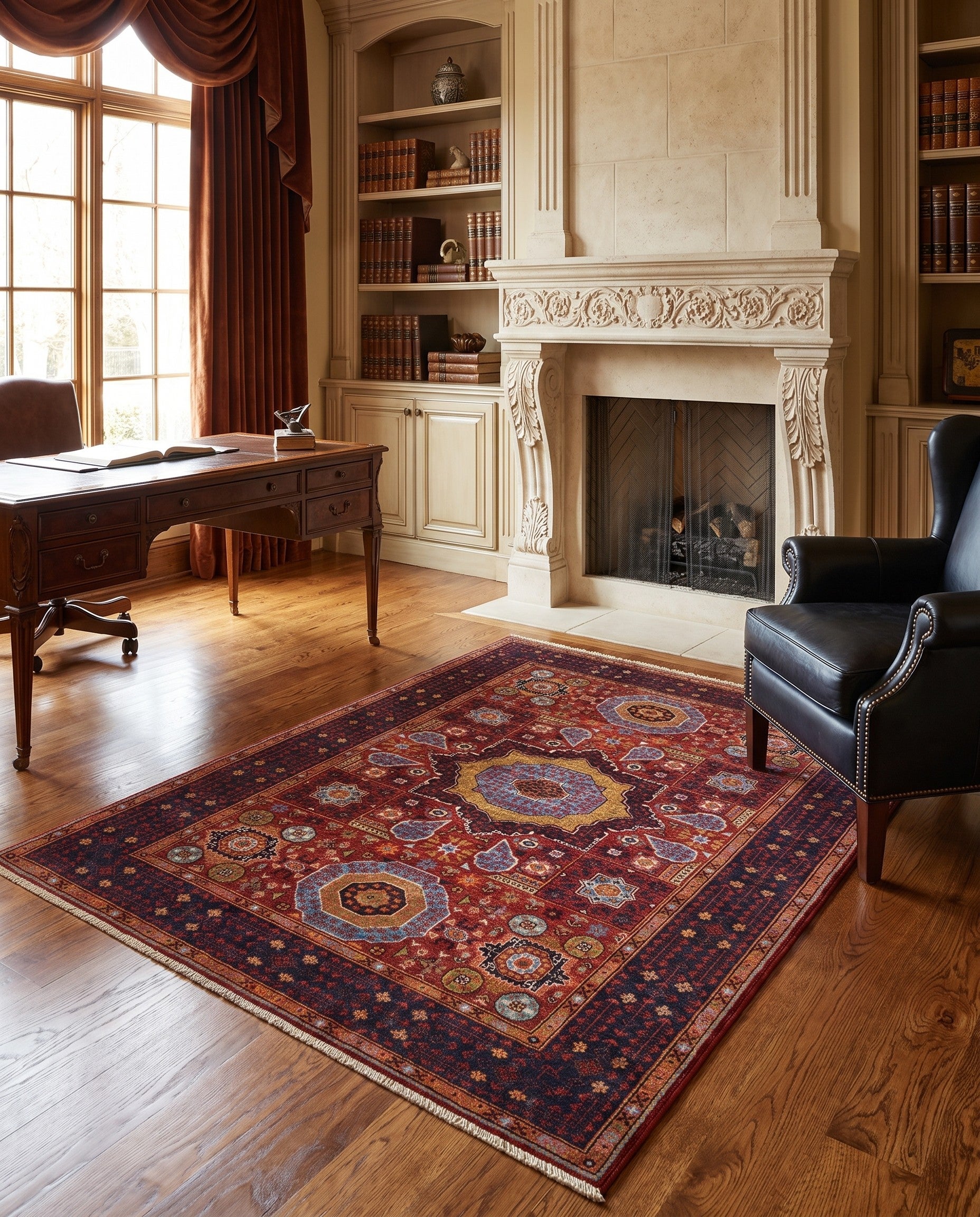 4' 1 x 5' 10 Hand Knotted Mamluk Ziegler Rug