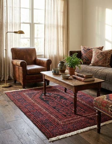 4' 4 x 5' 8 Hand Knotted Balouch Wool Rug