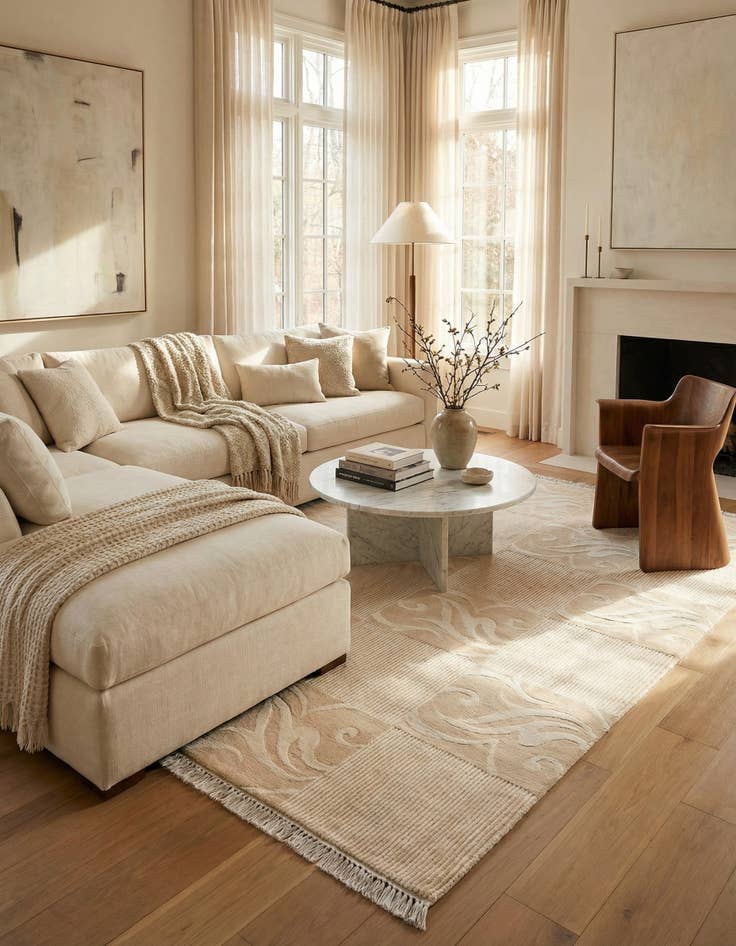 Detail image of  5' 8 x 8'  Hand Knotted Darya Wool Rug