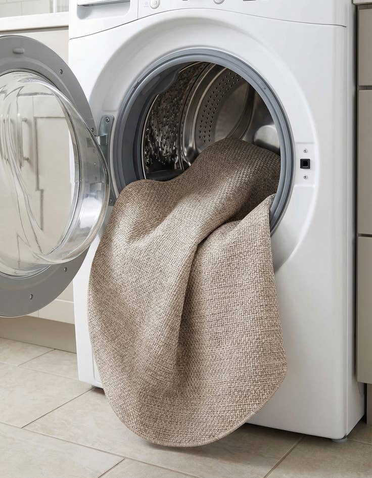 Detail image of  5' 3 x 8'  Washable Solid Indoor / Outdoor Oval Rug