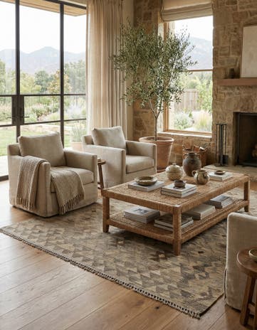 5' 2 x 6' 9 Hand Woven Kilim Maymana Wool Rug