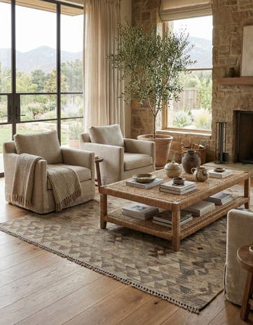 5' 2 x 6' 9 Hand Woven Kilim Maymana Wool Rug