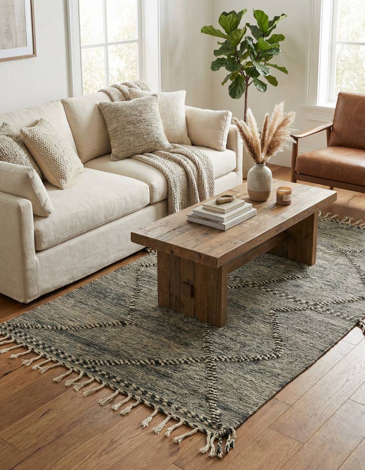 Detail image of 4' 11 x 8' 4 Hand Knotted Moroccan Wool Rug