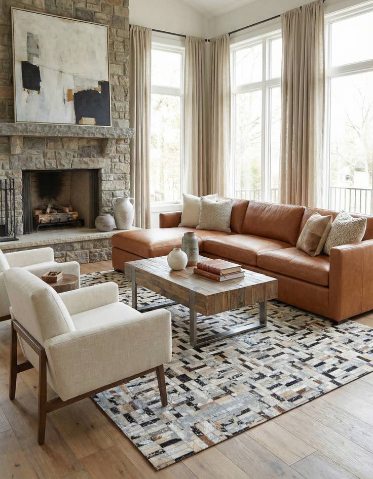 Detail image of  5' x 7' 10 Cowhide - Patchwork Rug