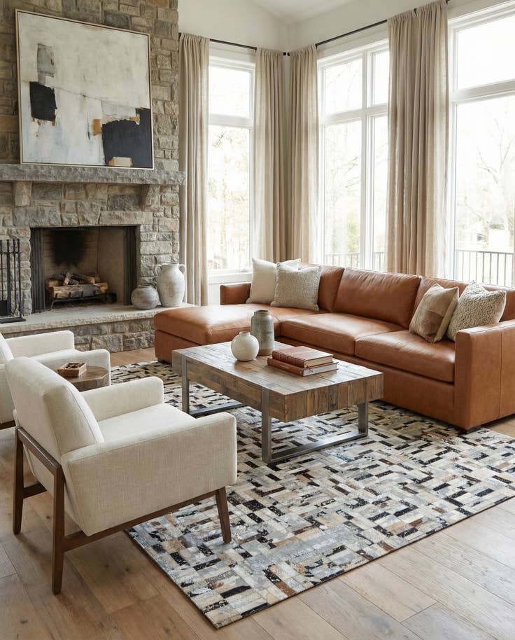 Detail image of 5' x 7' 10 Cowhide - Patchwork Rug
