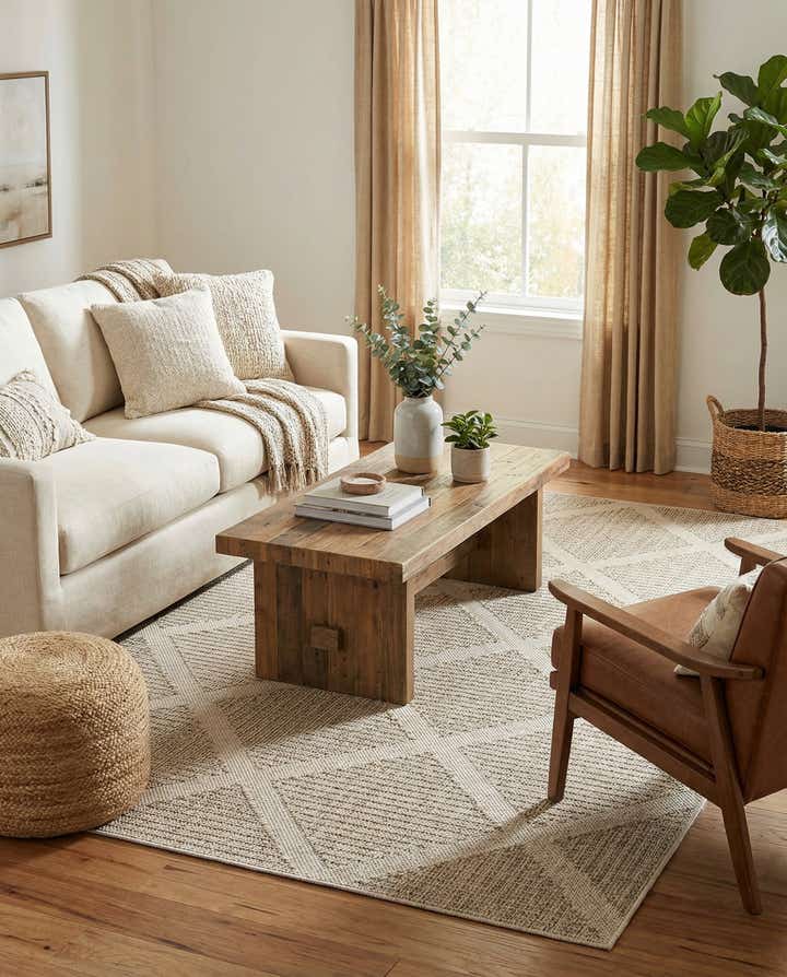 6' 1 x 9' Easy-Clean Lattice Indoor / Outdoor Rug