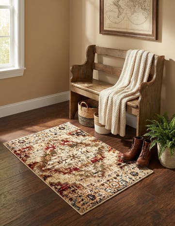 Burgundy Beige Saturn Rug