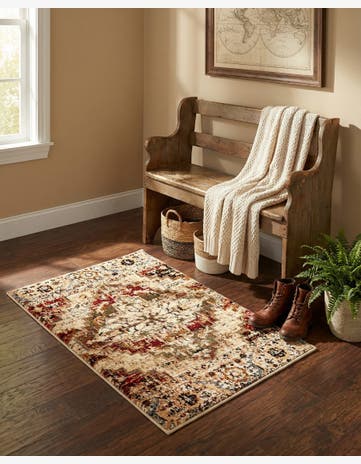 Burgundy Beige Saturn Rug