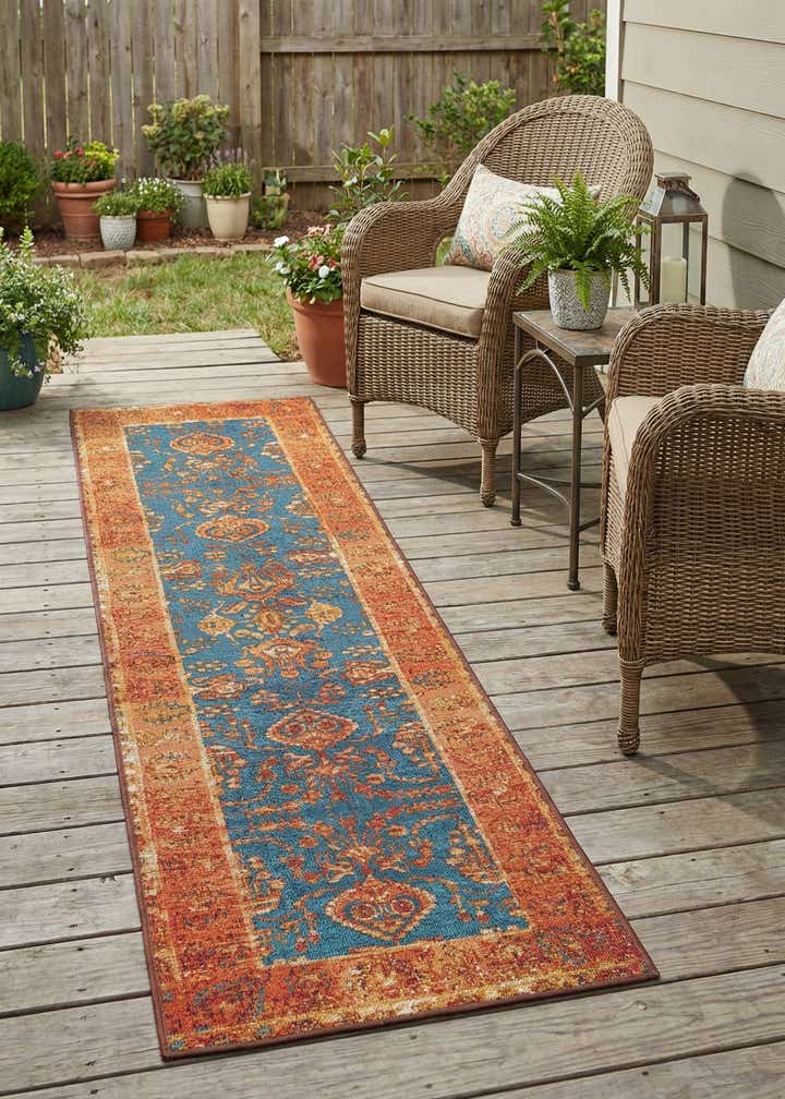 2' x 8' Easy-Clean Traditional Indoor / Outdoor Runner Rug
